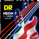 DR NUSAB5-45 Neon Red White & Blue Bass Guitar Strings - 5-string set gauges 45-125