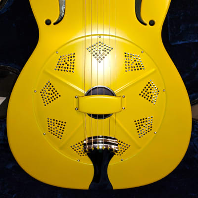 National Reso-Phonic Triolian Polychrome 14 Fret 2023 Yellow/Gold with Palm Tree Scene on Back - IN STOCK NOW! image 2
