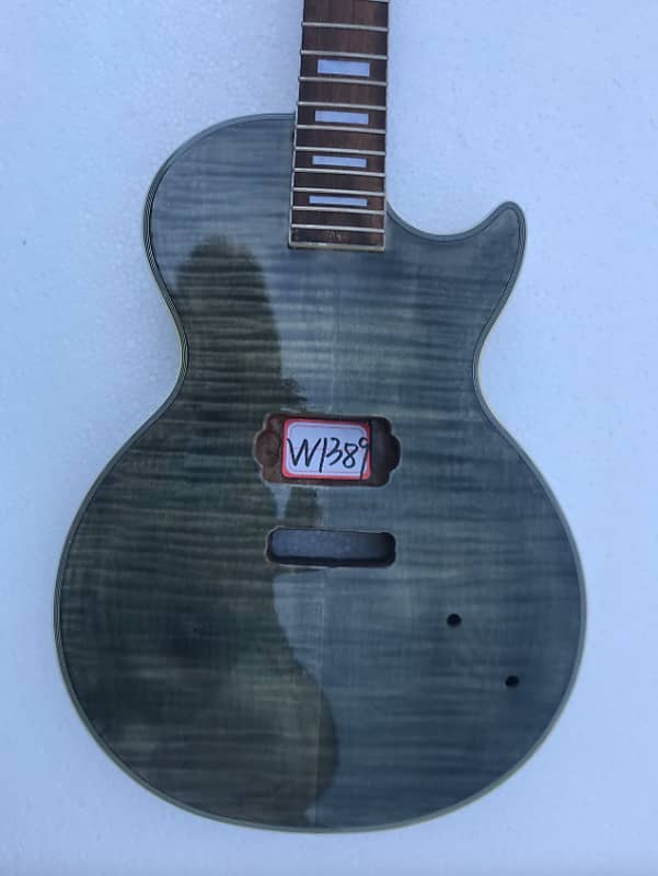 Gray Tiger Maple Top LP Style Guitar Body, Mahogany Neck, Rosewood Fretboard image 1