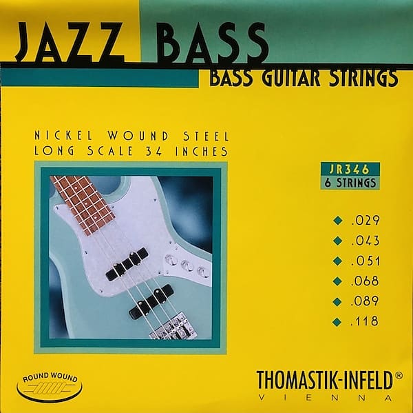 Thomastik Infeld Round Wound Jazz Bass Strings ; 6-String set gauges 29-118 (JR346) image 1