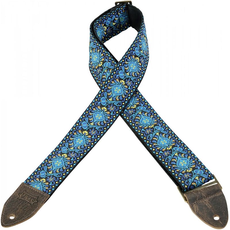 Levys M8HTV 04 2-Inch Deluxe Jacquard Guitar Strap - Blue and Yellow image 1