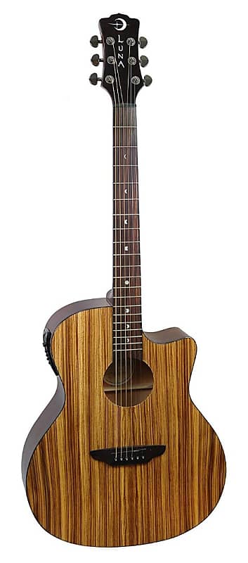 Luna GYP E ZBR Gypsy Zebrawood Grand Concert Acoustic Electric Guitar - Natural image 1
