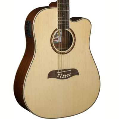 Oscar Schmidt OD312CE 12-String Cutaway Acoustic Electric Guitar, Natural image 4