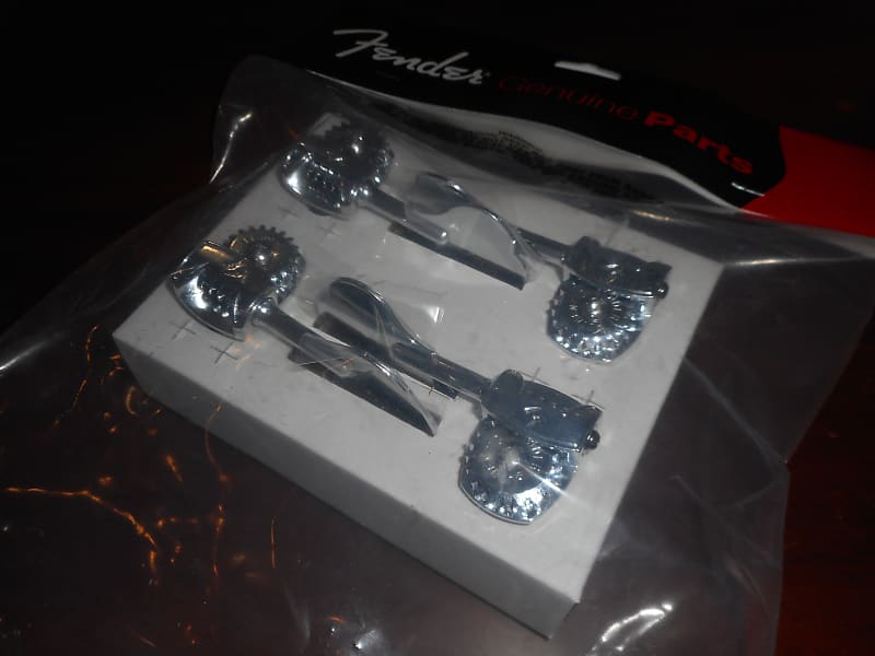 Fender LeftHanded Deluxe "F Stamp" P/J Bass Tuners, CHROME Reverb