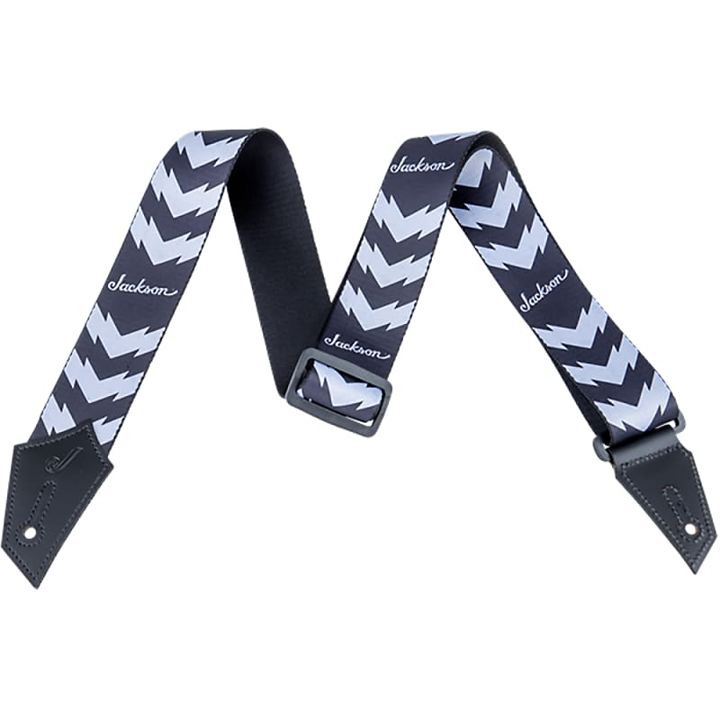 Mint Jackson Guitar or Bass Strap with Double V Pattern, Black/White image 1