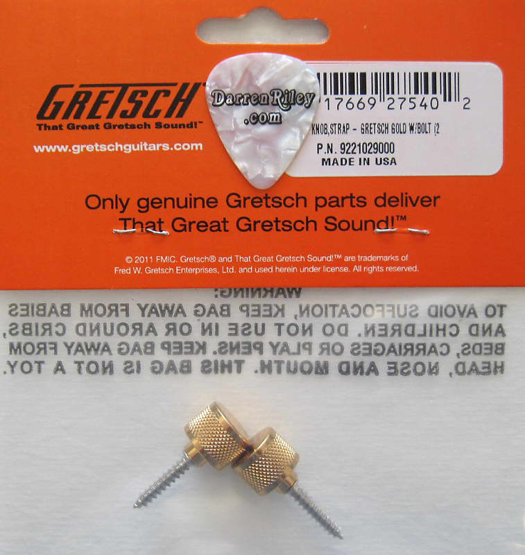 Gretsch Gold Strap Knobs Strap Buttons with Bolts 9221029000 image 1