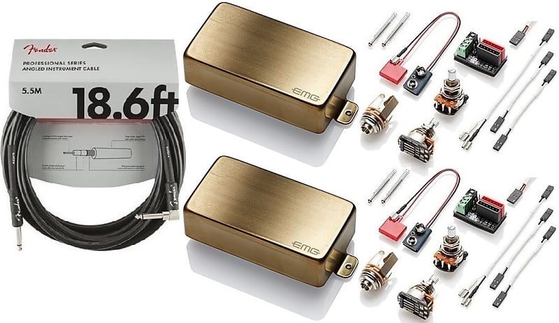 EMG 81 + 60 BRUSHED GOLD ACTIVE HUMBUCKER PICKUP SET SHORT | Reverb