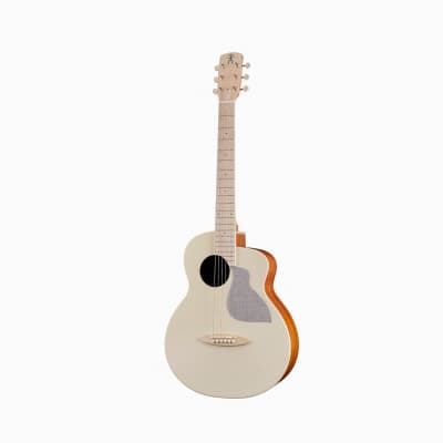 aNueNue Solid Top Bird MC10 AME Almond Milk Acoustic Guitar White for sale