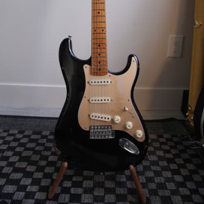 NAMM ltd Fender Fender Custom Shop '56 Stratocaster Roasted Relic Aged Black Electric Guitar 2020 - nitro lacquer finish image 8