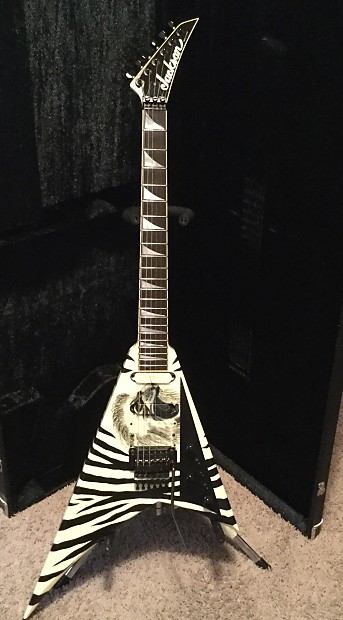 Jackson USA Custom Shop Randy Rhoads Custom 1988 Black/White Zebra w/ Lions  Head Custom Graphic