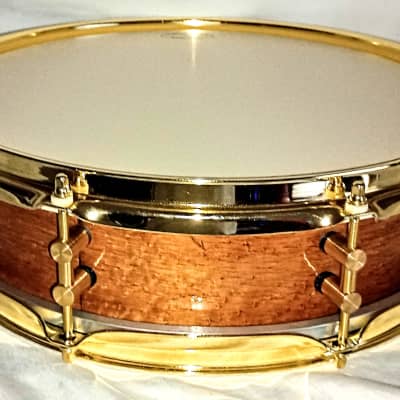 Unmarked ANTIQUE SNARE DRUM SHELL W/ RINGS 14 X 3&15/16"- FREE SHIP TO CUSA! Late 1920's to Early 40's - 1 ply Steambent Mahogany w/ Maple Rings & Bird's Eye Veneer image 3