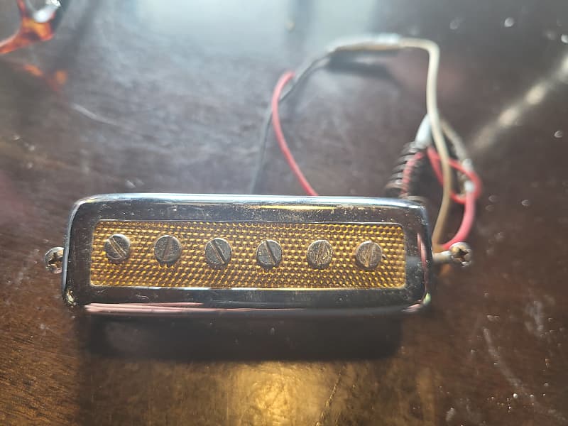 Teisco vintage gold foil pickup 60's70's Chrome / Gold Reverb