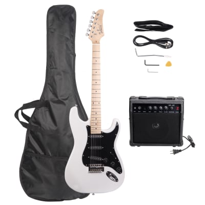 Glarry GST Stylish Electric Guitar Kit with Black Pickguard 2020s - White for sale