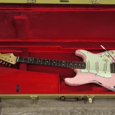 MyDream Stratocaster Custom Built - Relic Pink over Black Gilmour image 5