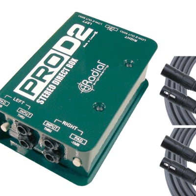 Radial ProD2 Pro D2 Passive Stereo DI Dual Direct Box + Mogami XLR Cables image 1