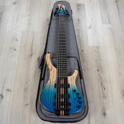 Mayones Viking 6 6-String Bass, Ebony Fingerboard, Transparent Dirty Ash Fade Up Blue Matt image 10