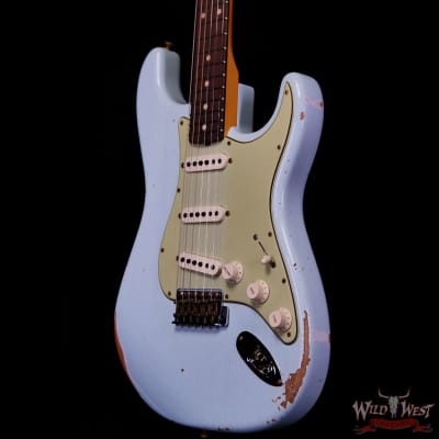 Fender Custom Shop 1962 Stratocaster Hand-Wound Pickups AAA Dark Rosewood Slab Board Relic Sonic Blue 7.65 LBS image 2