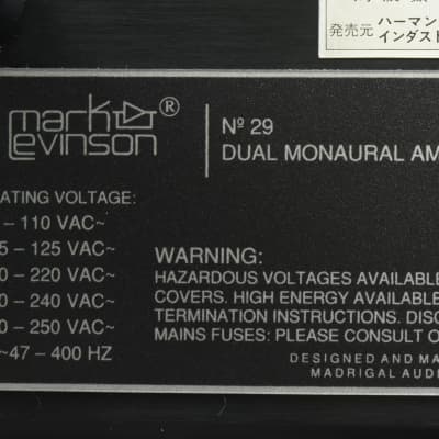 Mark Levinson No 29L Dual Mono Power Amplifier in Excellent Condition image 13