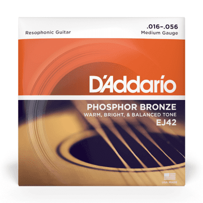 D'Addario EJ42 Phosphor Bronze Resophonic 16-56 Guitar Strings image 1