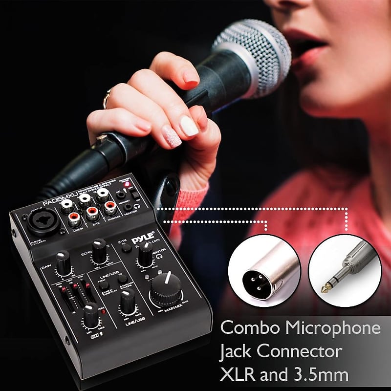 Usb Audio Mixer Dj Controller - 3 Channel Usb Mixer Sound Audio Recording  Interface With Xlr And 3.5 Mm Microphone Jack-Pad15Mxu