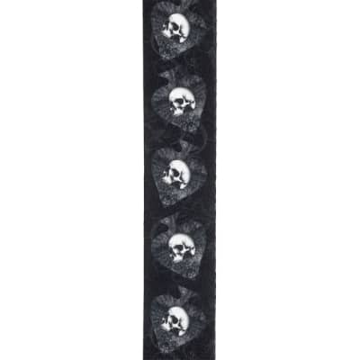 D'Addario Alchemy Guitar Strap, Skulls in Spades image 3