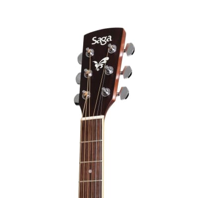 Saga '700 Series' Solid Spruce Top Acoustic-Electric Small-Body Cutaway Guitar | Natural Satin image 7
