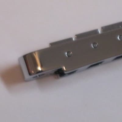 new very near A+ (NO packaging) genuine Gibson Nashville Tune-O-Matic Bridge Chrome: bridge + saddles and height adjustment mounting pieces (NO anchors) image 14