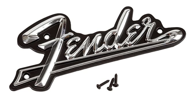 Fender® Black Panel Amplifier Logo, Silver/Black image 1