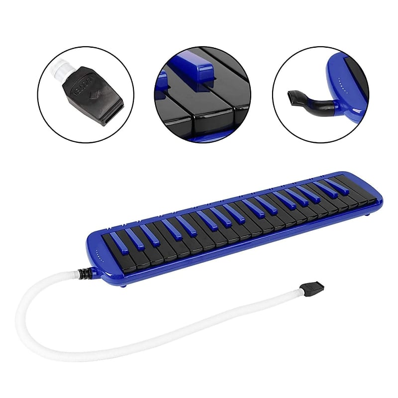 27 Key Melodica Instrument with Mouthpiece Air Piano Keyboard Blue