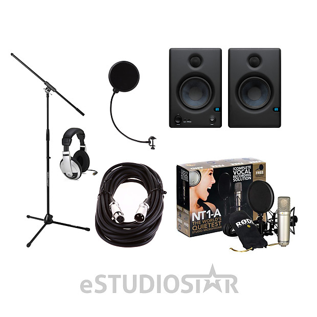 Pair Presonus Eris E4.5 Powered 4.5 Studio Monitors+USB  Microphone+Headphones