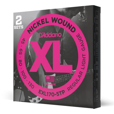D'Addario EXL170-5TP 2-PACK BASS XL 45-130 5STR Electric Bass Strings image 3