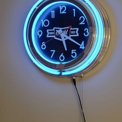 Guild Guitars Dealer Style Double Neon White/White Light Up Clock Killer Cool Man Cave/Garage/Bar Item image 4