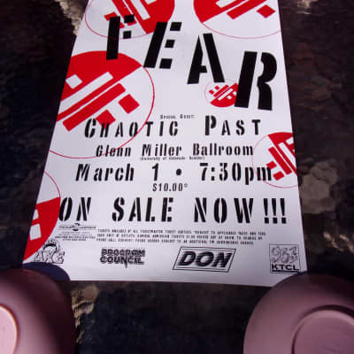 FEAR punk rock concert poster, with Chaotic Past & Butt Trumpet (not listed), early 90's, Cipollina image 5