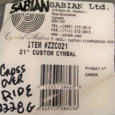 Sabian Prototype HH 21" Crossover Ride Cymbal/New-Warranty/2228 Grams/RARE image 7