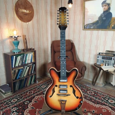 Maria 12-string Semi-Hollow Electric Guitar Rare Soviet plastic orfeus Vintage USSR for sale
