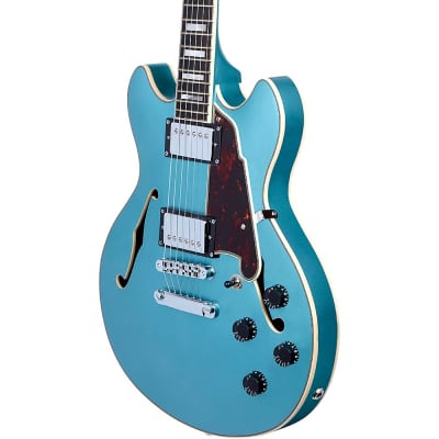 D'Angelico Premier Series Mini DC Semi-Hollow Electric Guitar Stop-bar Tailpiece Ocean Turquoise image 6