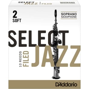 Rico RSF10SSX2S Select Jazz Soprano Saxophone Reeds, Filed - Strength 2 Soft (10-Pack)