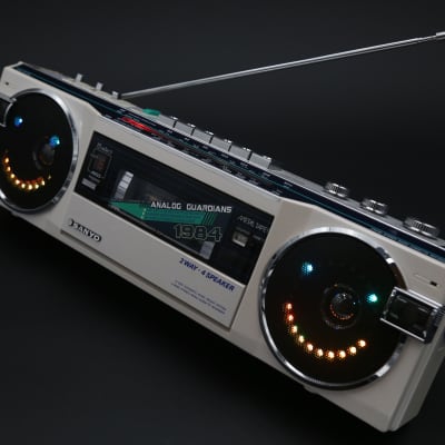 1984 Sanyo M7770K Boombox, upgraded with Bluetooth, Rechargeable Battery and an LED Music Visualizer image 3