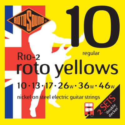 Rotosound Roto Yellow Electric Guitar Strings 10-46 Regular 2 Pack image 1
