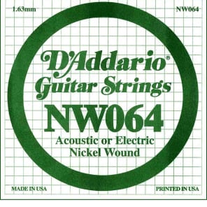 D'Addario NW064 Nickel Wound Electric Guitar Single String .064