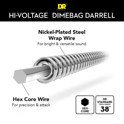 DR Strings Hi-Voltage Dimebag Darrell - Nickel Plated Electric Guitar Strings: Light 9-42 image 6