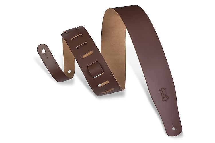 Levy's 2 1/2" Wide Genuine Leather Guitar Strap - Brown image 1