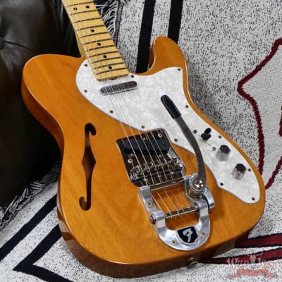 Fender Custom Shop 1968 Thinline Telecaster with Bigsby 1-Piece Kalamazoo Mahogany Body Journeyman Relic Aged Natural 6.95 lbs image 8