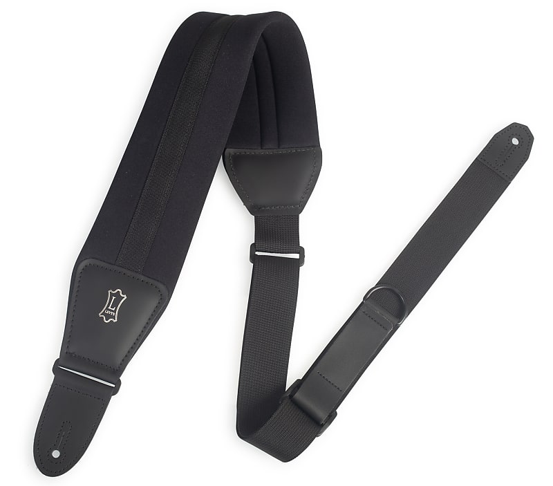 Levy's Right Height Guitar Strap with RipChord Quick Adjust; 3.25" Wide Neoprene (MRHNP3-BLK) image 1