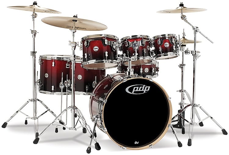 PDP Concept Maple Shell Pack - 7-Piece - Red To Black Sparkle Fade image 1