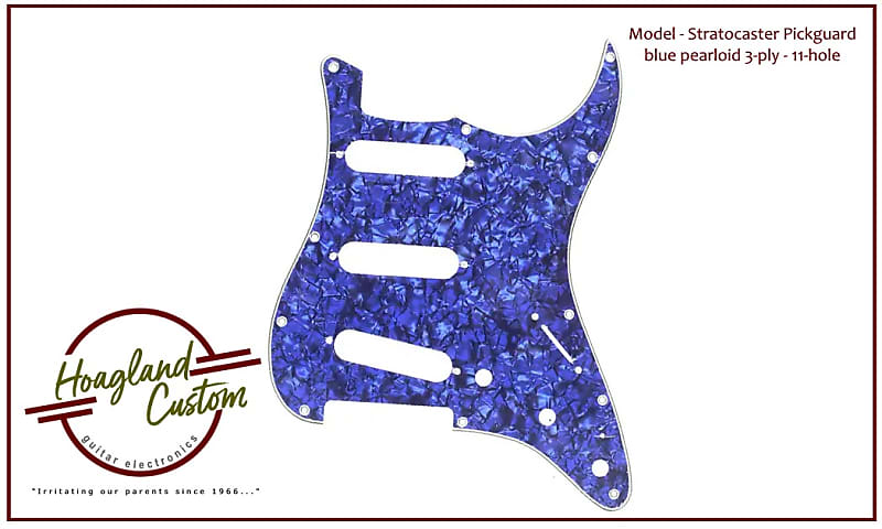 Allparts Stratocaster Pickguard - 11-hole, 3-ply, Blue Pearloid image 1