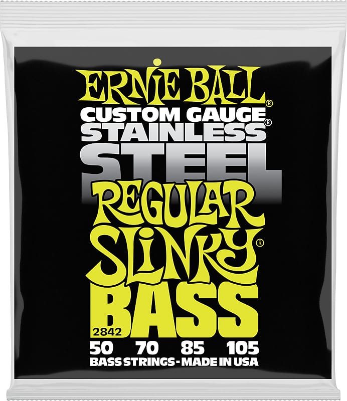 Ernie Ball 2842 Regular Slinky Stainless Steel Electric Bass Guitar Strings - .050-.105 image 1