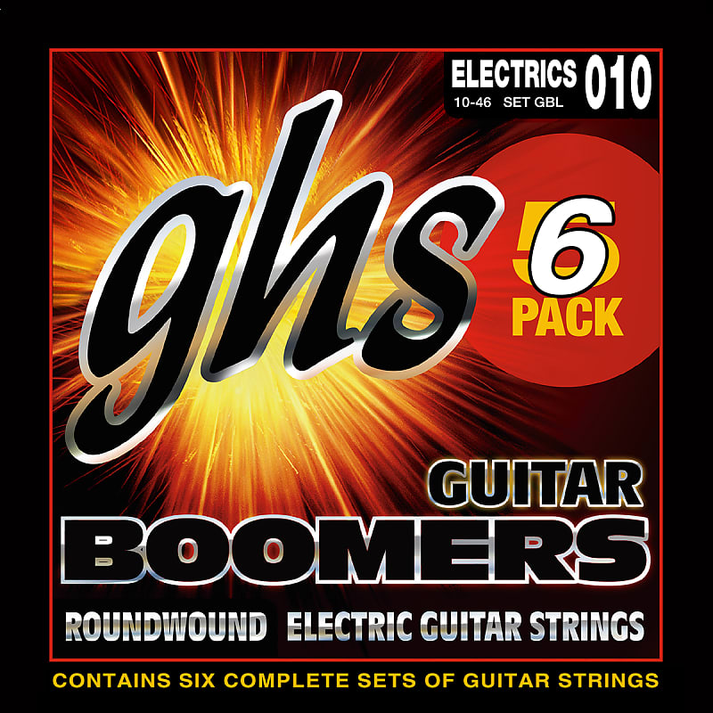 GHS Boomers 5-Pack with Free Pack  Guitar Strings - Light (10-46) image 1