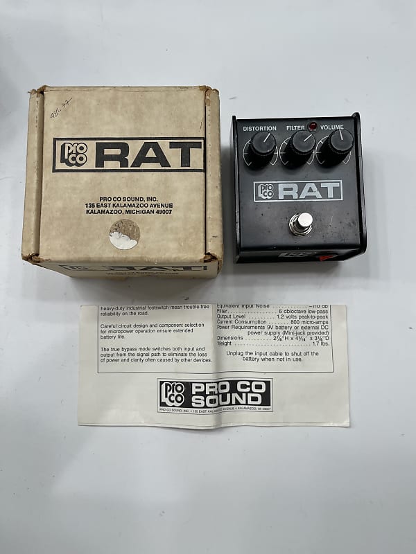 ProCo Rat Blackface Distortion Vintage 1987 Modified Guitar Effect Pedal +  Box