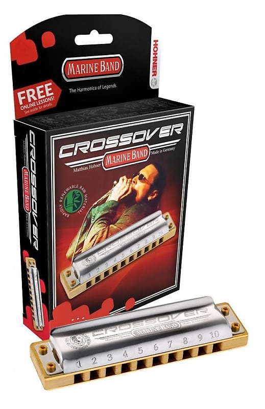 HOHNER Marine Band CROSSOVER Harmonica, Key of A, Includes Case, M2009BL-A image 1